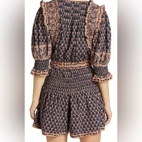 Sea New York Jasper Border Puff Sleeve Jumpsuit Romper in Marine - Picture 2 of 11